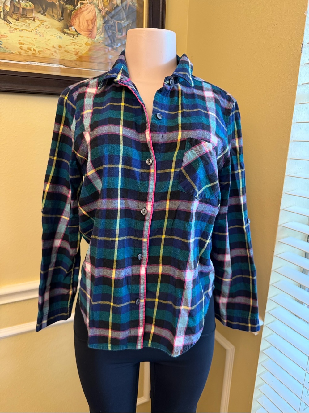 Victoria's Secret Plaid Flannel Robe in Black, Pink, Teal, Yellow